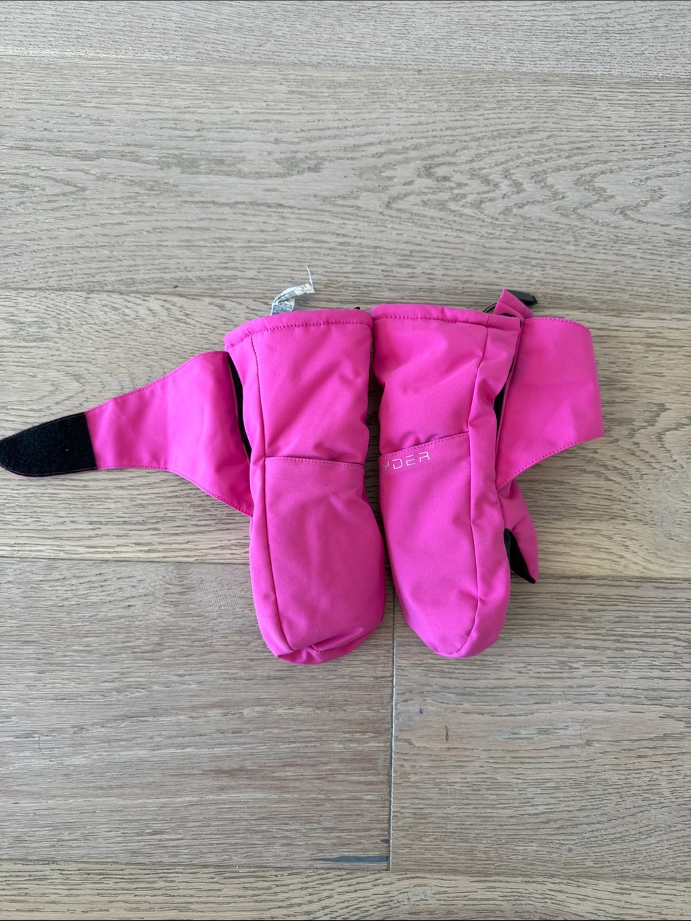 Spyder Kids Hot Pink Waterproof Mittens with Wrist Strap